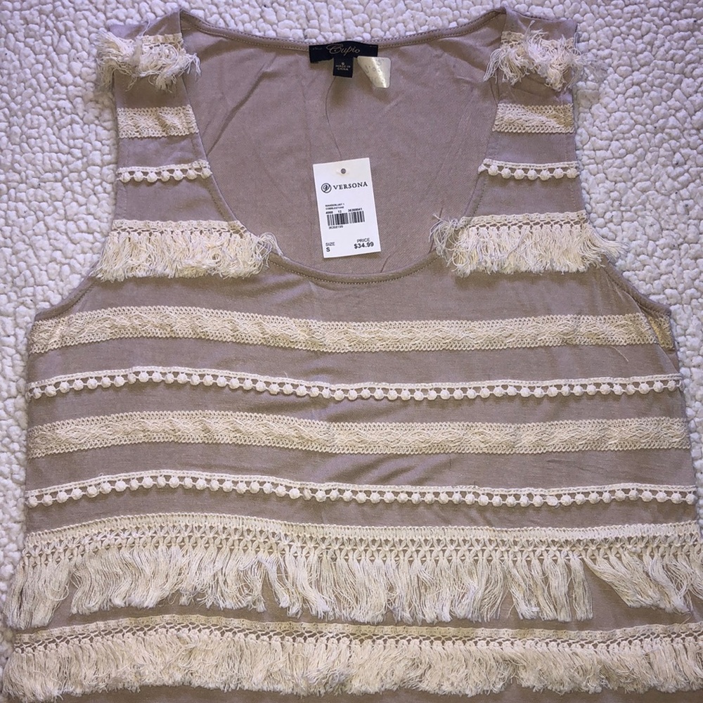 2/$20 Cupio Fringe Tank Top NWT